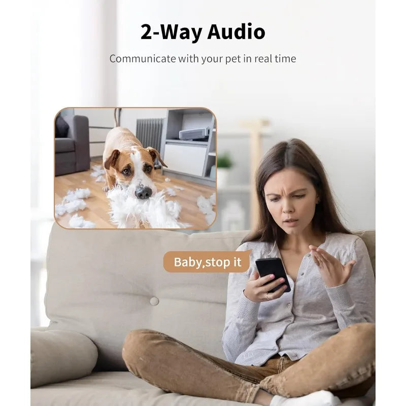 2K Pet Camera Treat Dispenser, 360°View Dog Camera with Phone App, 5G&2.4G Wifi 2-Way Talk Pet Camera Indoor for Cats Remote Tre